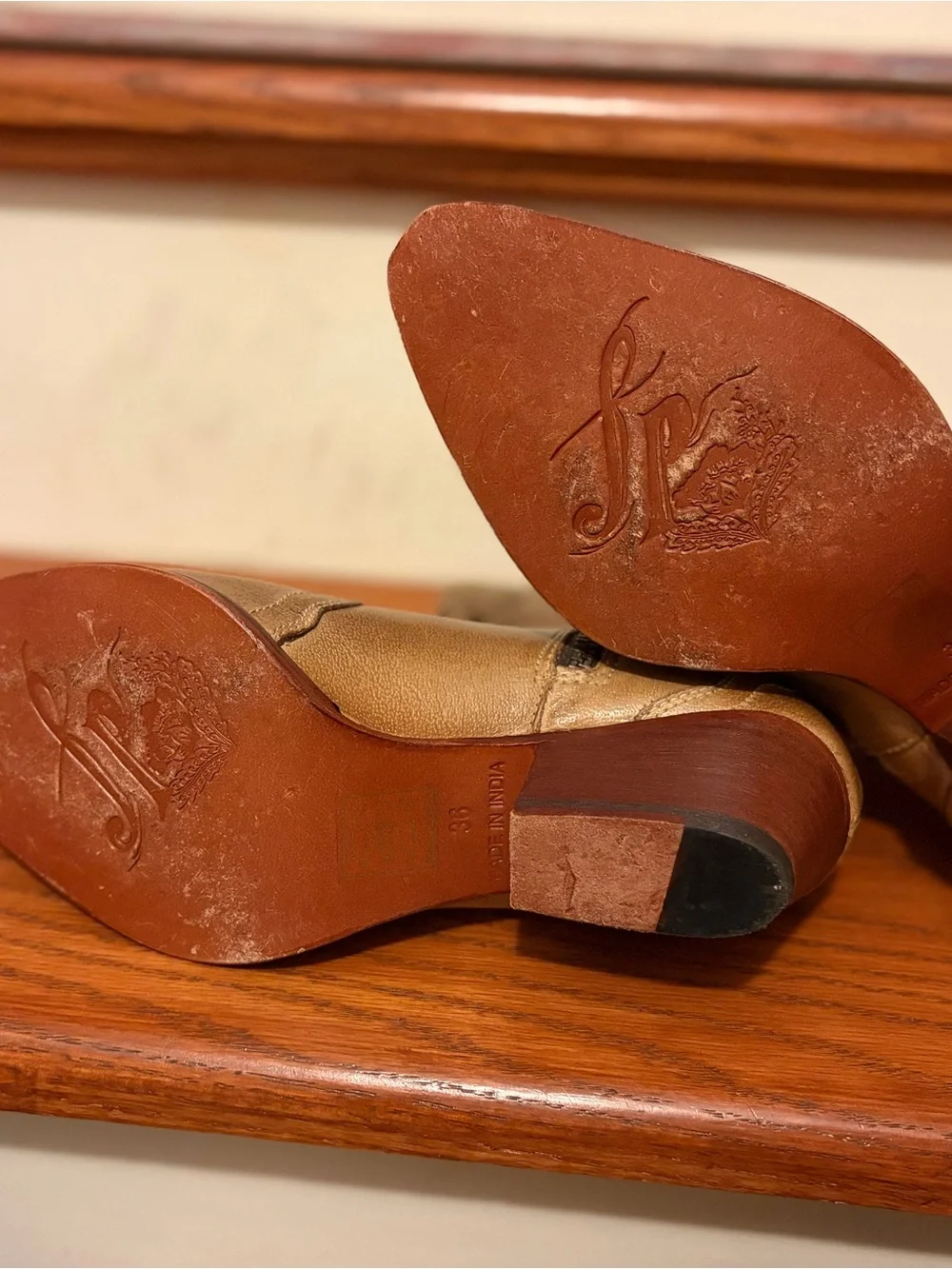 Free People Tan Leather Western Zip Ankle Boots
